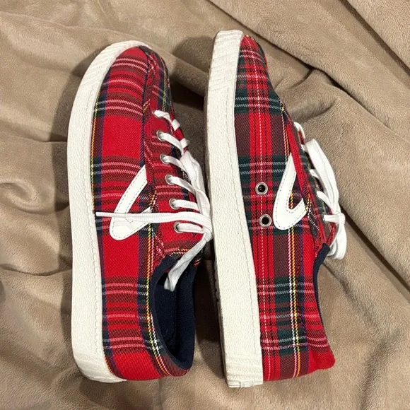 Red Plaid Tretorn Sneakers size 7 - Picture 3 of 9
